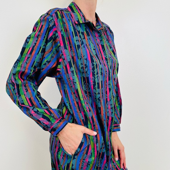 Vintage Henry Lee 90s Long Sleeved Midi Shirt Dress with Pockets made in USA - Picture 4 of 12